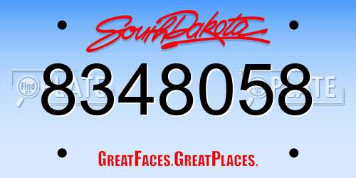 8348058 South Dakota License Plate