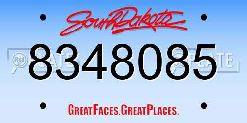 8348085 South Dakota License Plate