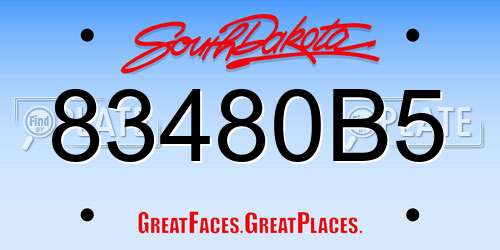 83480B5 South Dakota License Plate