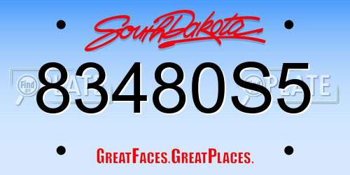 83480S5 South Dakota License Plate
