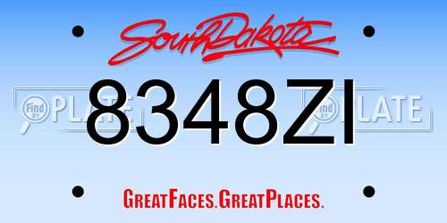 8348ZI South Dakota License Plate