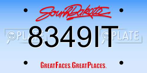 8349IT South Dakota License Plate