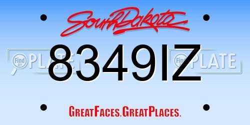8349IZ South Dakota License Plate