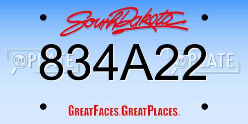 834A22 South Dakota License Plate