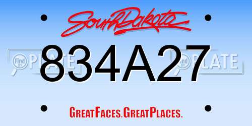 834A27 South Dakota License Plate