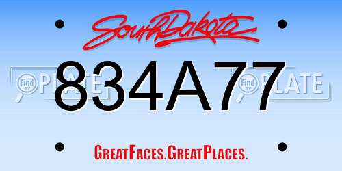 834A77 South Dakota License Plate
