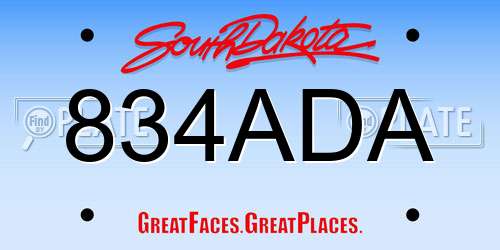 834ADA South Dakota License Plate