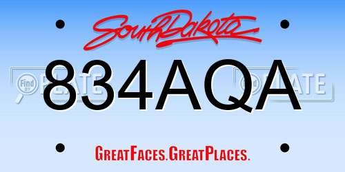 834AQA South Dakota License Plate