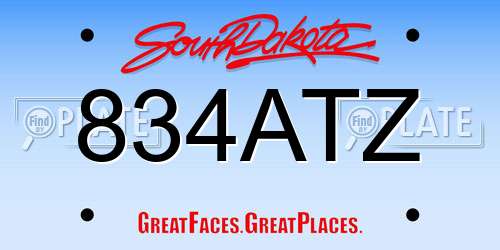 834ATZ South Dakota License Plate