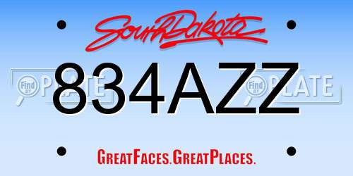 834AZZ South Dakota License Plate