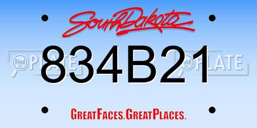 834B21 South Dakota License Plate