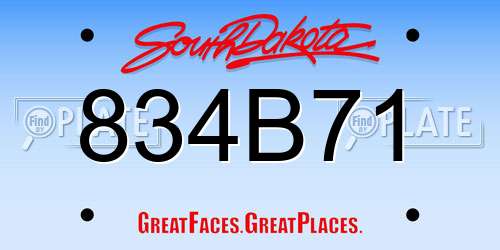 834B71 South Dakota License Plate