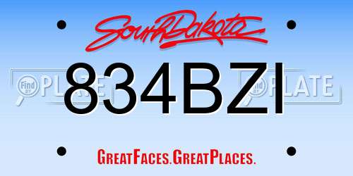 834BZI South Dakota License Plate