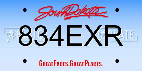 834EXR South Dakota License Plate