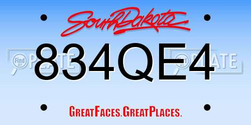 834QE4 South Dakota License Plate