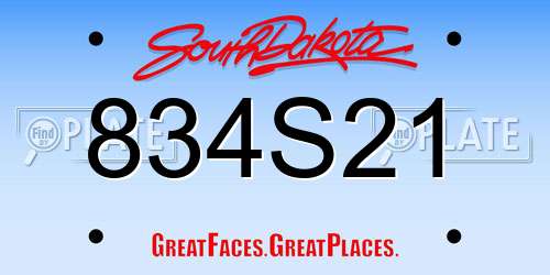 834S21 South Dakota License Plate