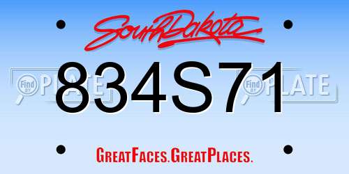 834S71 South Dakota License Plate