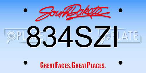 834SZI South Dakota License Plate