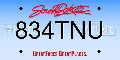 834TNU South Dakota License Plate