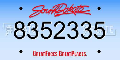 8352335 South Dakota License Plate
