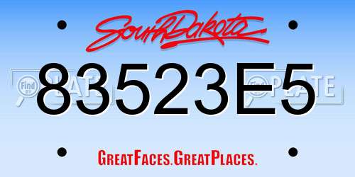 83523E5 South Dakota License Plate