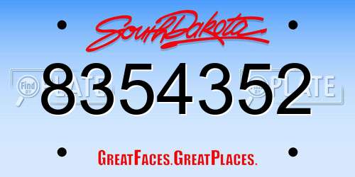 8354352 South Dakota License Plate