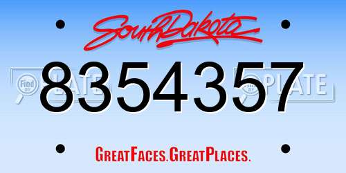 8354357 South Dakota License Plate