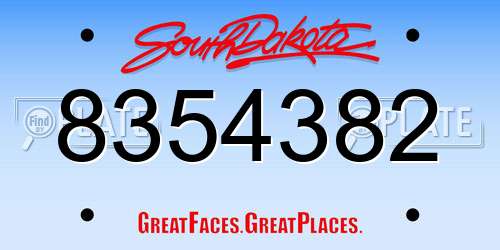 8354382 South Dakota License Plate