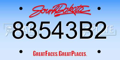 83543B2 South Dakota License Plate