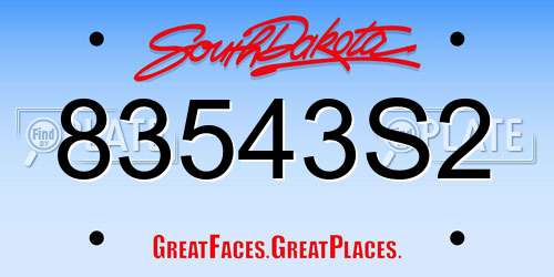 83543S2 South Dakota License Plate