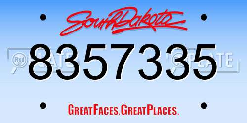 8357335 South Dakota License Plate