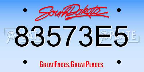 83573E5 South Dakota License Plate