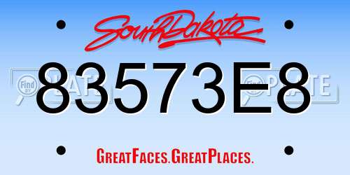 83573E8 South Dakota License Plate