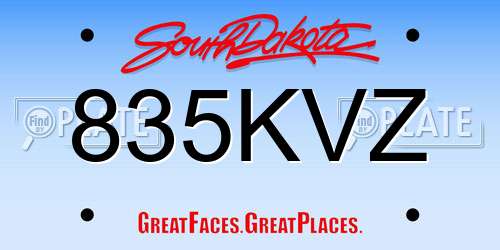 835KVZ South Dakota License Plate