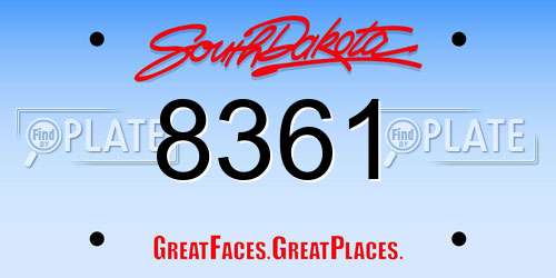 8361 South Dakota License Plate