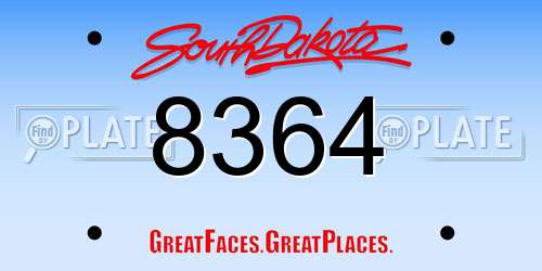 8364 South Dakota License Plate