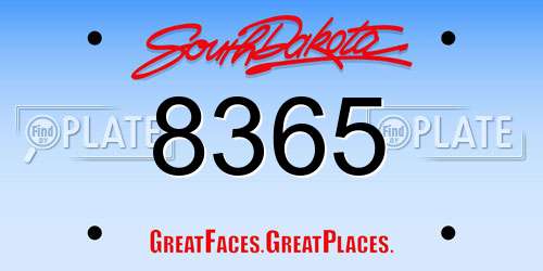 8365 South Dakota License Plate