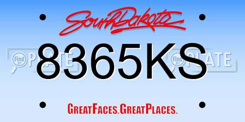 8365KS South Dakota License Plate