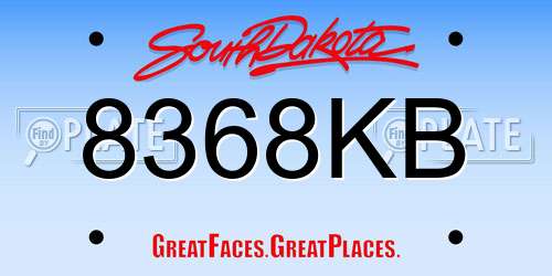 8368KB South Dakota License Plate