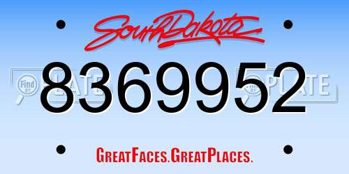 8369952 South Dakota License Plate