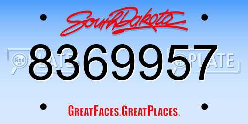 8369957 South Dakota License Plate
