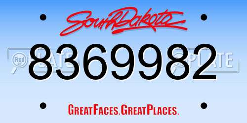 8369982 South Dakota License Plate