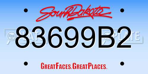 83699B2 South Dakota License Plate