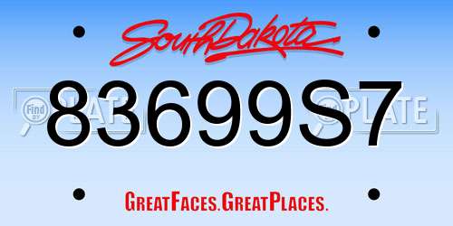 83699S7 South Dakota License Plate