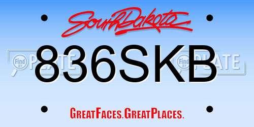 836SKB South Dakota License Plate
