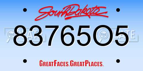 83765O5 South Dakota License Plate