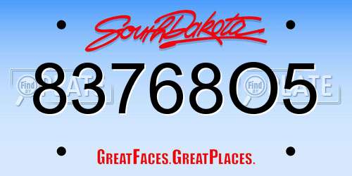 83768O5 South Dakota License Plate