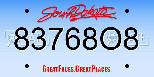83768O8 South Dakota License Plate