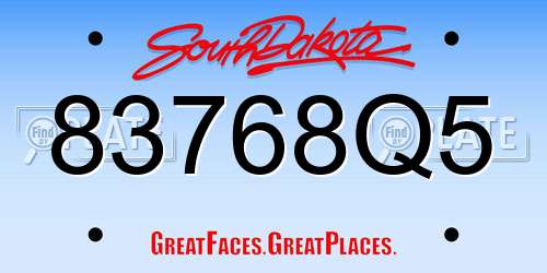 83768Q5 South Dakota License Plate