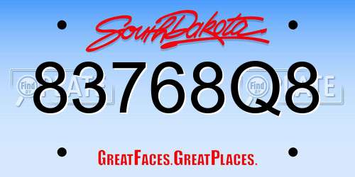 83768Q8 South Dakota License Plate
